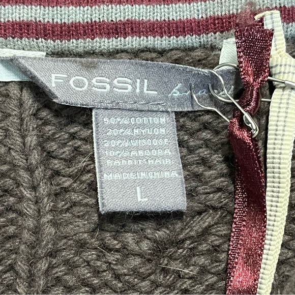 Fossil Brown Cable Knit Mock Neck Sweater Men’s Size Large NEW - Picture 5 of 7